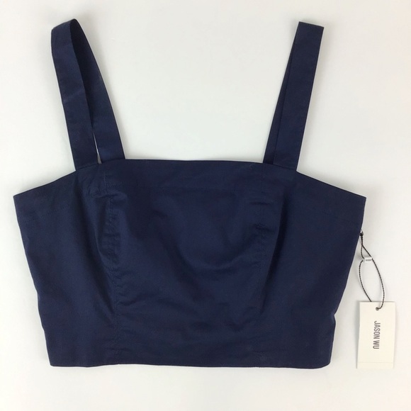 NWT Jason Wu Navy Square Neck Crop Top | Medium - Picture 2 of 10